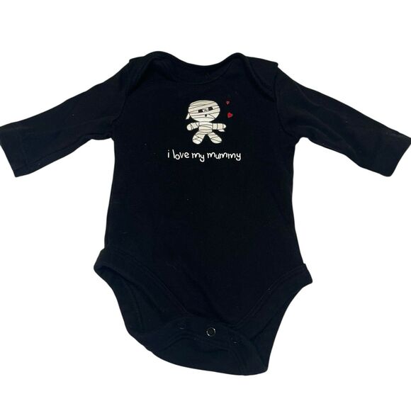 Topsville NB Glow Bodysuit “I Love My Mummy” Halloween Baby Black Cotton - Picture 2 of 10